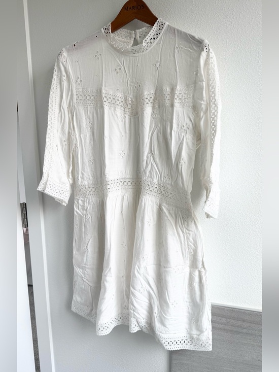 Abercrombie & Fitch Dresses & Skirts - ABERCROMBIE & FITCH White Eyelet Lace Mock Neck Mini Dress XLP